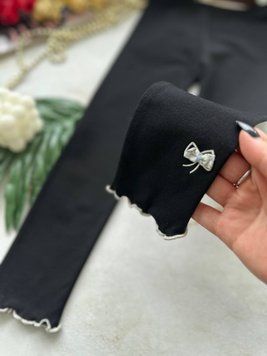 Лосины для девочки с бантиком Черный 23221, 80, Han Duoer, Черный, Для девочек, Весна Осень, 116 23221 фото