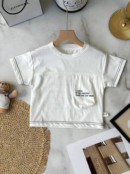 Футболка на мальчика с надписями на спине Белый B2019, 39, KK Bear Kids, Белый, Для мальчиков, Лето, 104 B2019 фото