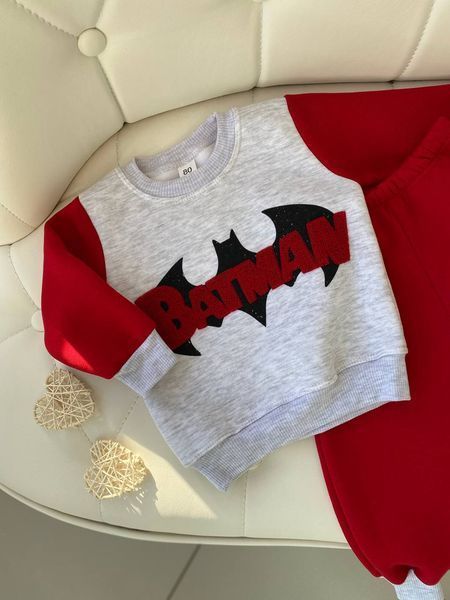 Теплый спортивный костюм на флисе на мальчика "Batman" Красный 0484, 174, Mini Bord, Красный, Мальчик, Осень Зима, 98 0484 фото