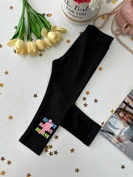 Легинсы для девочек Чёрные 88025, Fashion, Черный, Для девочек, Весна Осень, 98 88025 фото