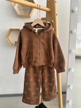 Костюм 2-ка кофта и штаны со стразами "MiuMiu" 88021/1, 50, YanxiaoTong, Коричневый, Для девочек, Весна Осень, 110 88021/1 фото