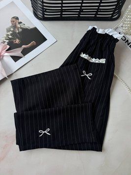 Штаны на девочку палаццо в полоску Чёрный K37, 19, YMSN KIDS , Черный, Для девочек, Весна Осень, 110 K37 фото
