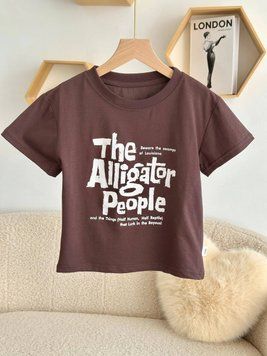 Футболка на мальчика с надписью Aligator People Коричневый 26021, 19, DNkids, Коричневый, Для мальчиков, Лето, 122 26021 фото