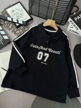 Кофта с лампасами демисезон на мальчика Черный P8903, 145, Polo, Темно-Синий, Для мальчиков, Весна Осень, 128 P8903 фото