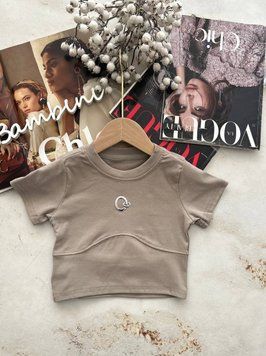 Футболка топ на девочку с принтом Серый 86116, 95, BABY, Серый, Для девочек, Лето, 104 86116 фото
