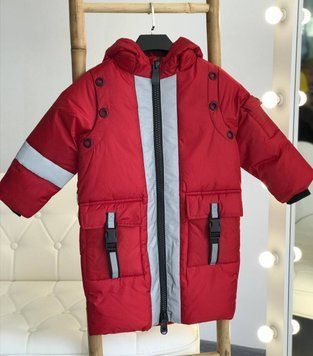 Детская зимняя светоотражающая куртка 79399, 126, Красный, Унисекс, Зима, 110 79399 фото