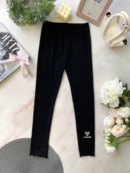 Лосины на девочку с надписью "Love one" Черный KD24803, 28, XIKEDUO, Черный, Для девочек, Весна Осень, 128 KD24803 фото