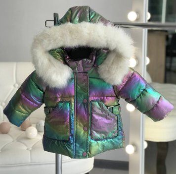 Куртка дитяча з хутром Фіолетова 8870 8870 фото