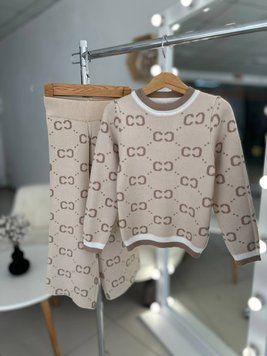 Комплект для дівчинки 2-а Кофта та штани "GUCCI" Бежевий P-154 P-154 фото