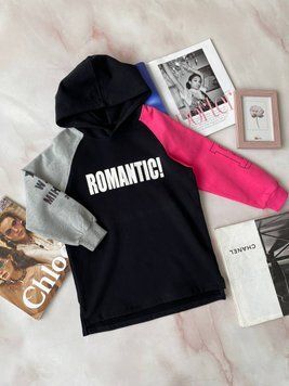 Теплая кофта худи на девочку Romantic Розово Чёрная, Bambini, Черный, Для девочек, Зима, 110 00000006404 фото