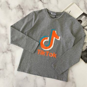 Детская кофта реглан унисекс Tik-Tok Серая WX-2024, F&D Kids, Серый, Унисекс, Лето, 140 WX-2024 фото