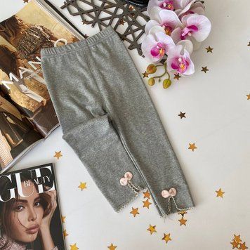 Леггинсы для девочки с разрезом и бантиком Серый 9103, 67, JSTN Fashion, Серый, Для девочек, Лето, 80 9103 фото