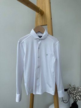 Сорочка для хлопчика однотонна з довгим рукавом Білий 23-5183 23-5183 фото