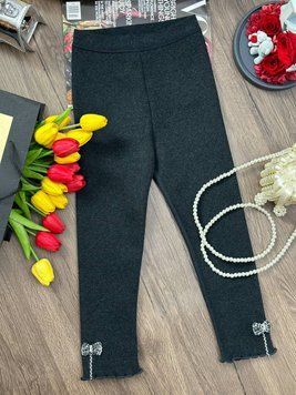 Лосины с бантами на флисе Серый 2351, 175, Zhouxi, Серый, Для девочек, Зима, 116 2351 фото
