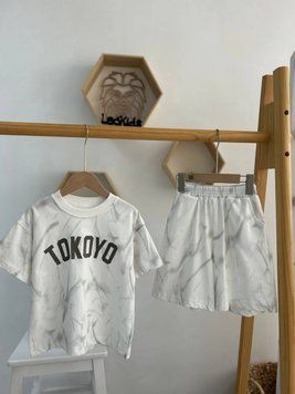 Комплект 2-ка футболка+спідниця з написом "TOKOYO" Білий 82140 82140 фото